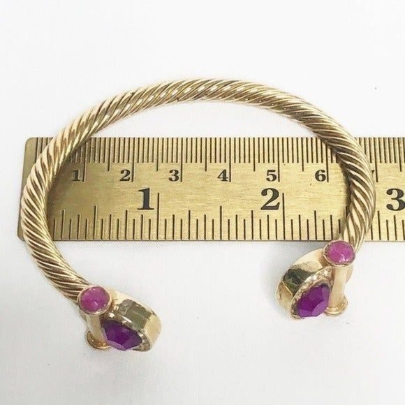 Bold Gold & Purple  Elegant  Earrings & Bracelet Jewelry Set - Picture 7 of 10